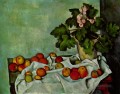 Still life with fruit geraniums Stock Paul Cezanne